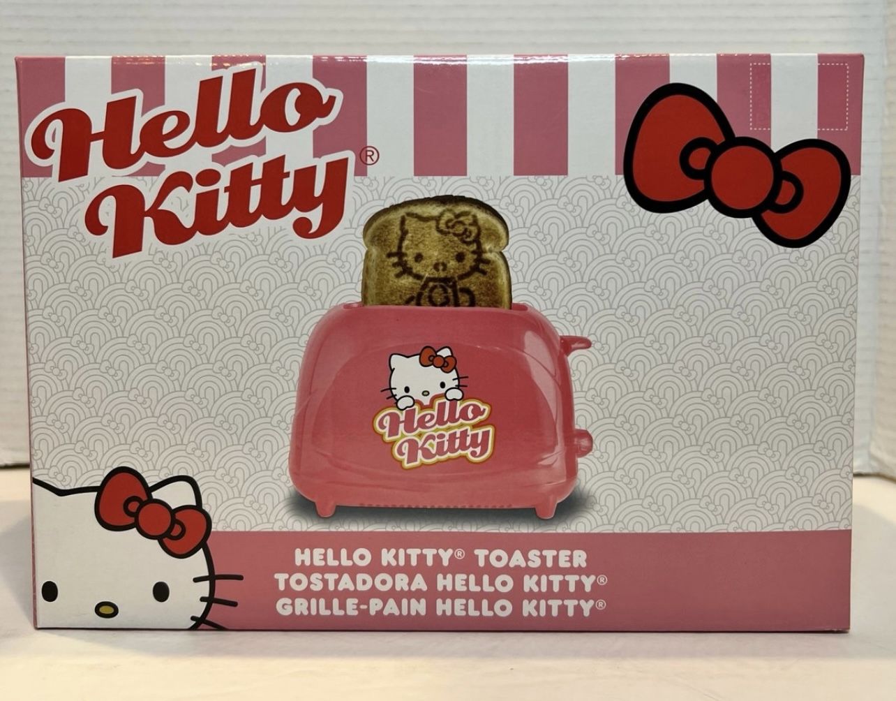 Hello Kitty 2 Slice Toaster, Pink, Adjustable Browning, Toast Image on Bread