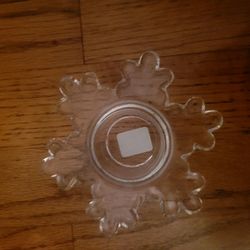 Crate & Barrel Clear Glass Snowflake Tealight Votive Candle Holder w/ Tag