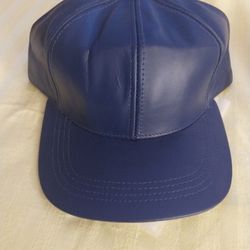 REDUCED - Genuine Leather Baseball Ball Cap Adjustable - Navy