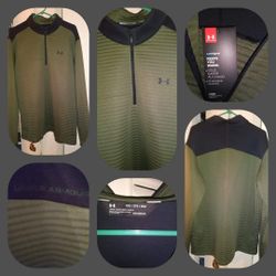 New Ruffles olive green Under Armour coldgear loose coupe lache suelto coldgear half zip fleece size 2x $48