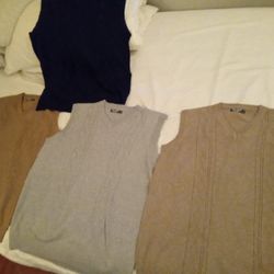 Four Men's V-neck Solid  Colors Knit Sweater Vest Size XXL