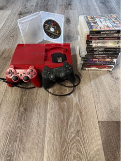 🎮 Red PS3 Bundle w/ 2 Controllers + 14 Games