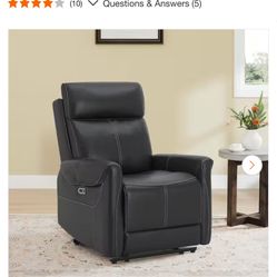 Spruce & Spring Noa Black Faux Leather Wall Hunger Power Recliner with USB and Type-C Port for Livingroom