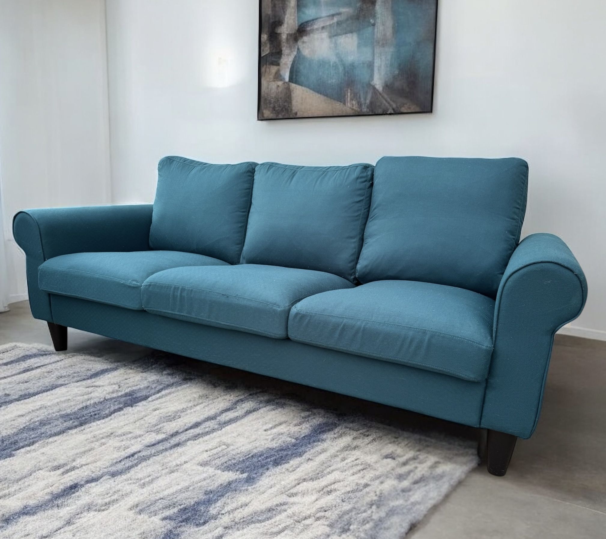Comfy Modern Couch Teal Blue Sofa