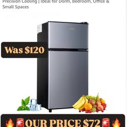 Cucina Magica 2.9 Cu. Ft. Compact Double Door Mini Fridge