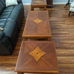 Cherry Wood Coffee Table and Two End Tables