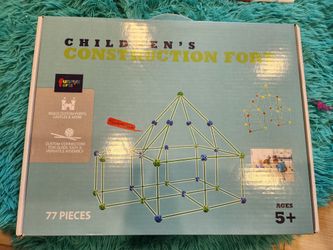 77 Pc Funphix Fort Building Kit with Glow in the Dark Sticks - Fun Construction Toy for Age 5+ Creative Play - Encourages Imagination & Teamwork