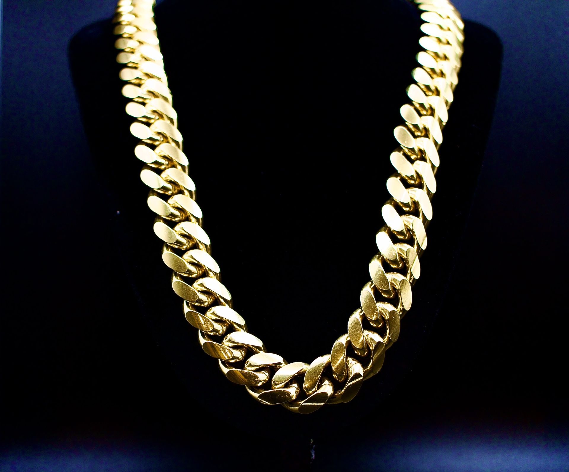 SOLID, NOT HOLLOW! 356 Grams, 28 Inch, 14.8MM, 925 Gold Over Cuban