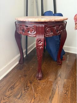 Ornate Marble Top Coffee Table with end table