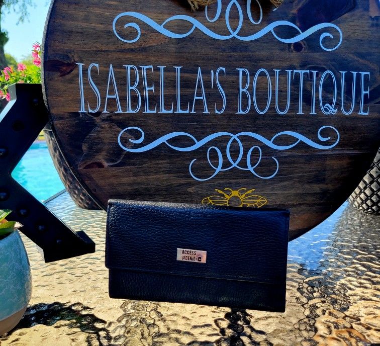 1Black Access Denied Leather Wallet