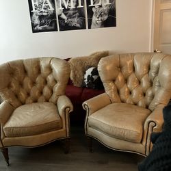 wesley hall leather wingback tufted nailhead arm chair 