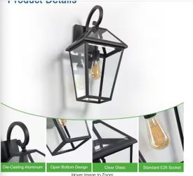 #640 - Black 1-Light Outdoor Hardwired Wall Lantern Sconce Outdoor Porch Large Wall Light Fixtures with Clear Beveled Glass