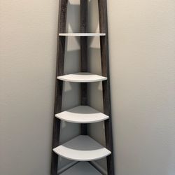 Monarch Specialties Corner Accent Etagere, 72"H, Grey & White Finish 