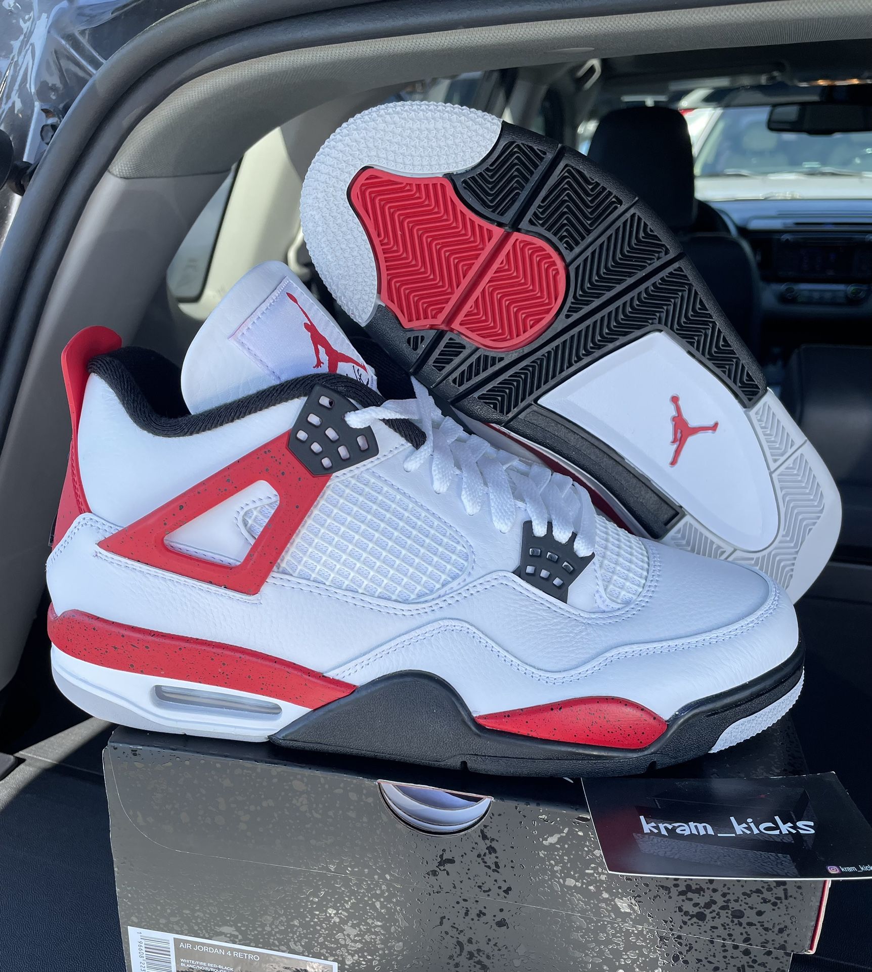 New*  Air JORDAN 4 Retro "Red Cement" White Red Black MENS Size 8 US - OG All DS