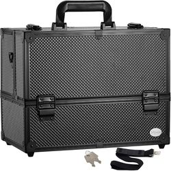 Professional Aluminum Makeup Train Case – Lockable Cosmetic Organizer – New