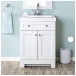 Everdean 25 in. Single Sink White Bath Vanity with White Cultured Marble Top (Assembled)