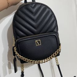 Victorias Aecret Black And Gold Chain Mini Backpack