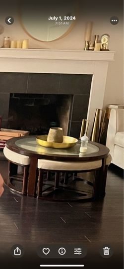coffee table with 4 chairs under