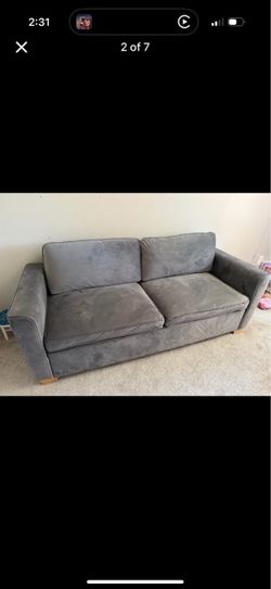 Grey Full size Sleeper sofa with mattress topper - Good condition