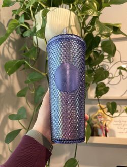 NEW Starbucks Disneyland  Purplish/blue Venti Iridescent Geometric Studded Plastic Cold Cup Tumbler