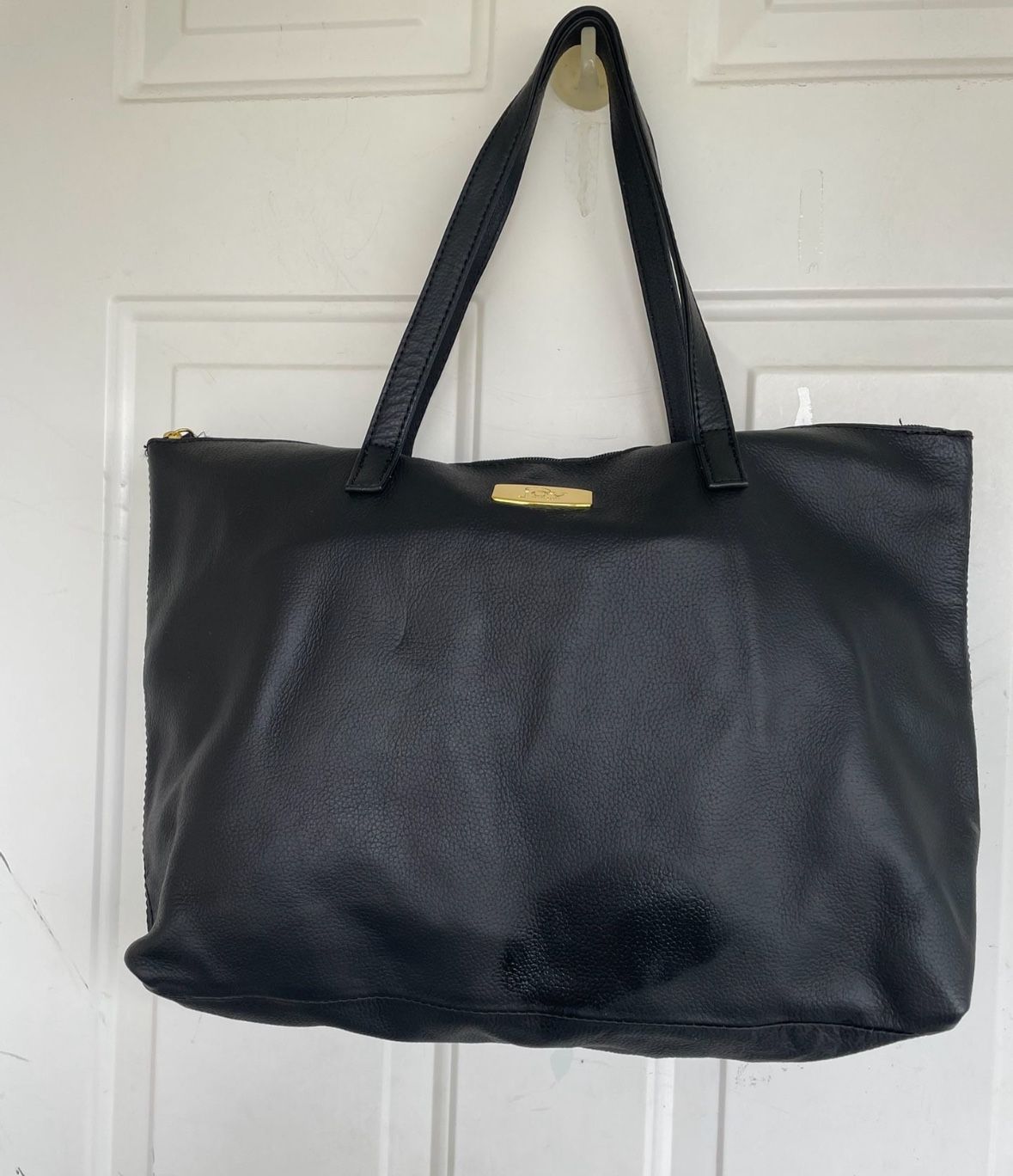 Joy Mangano black leather tote bag Shoulder Bag Large Handbag