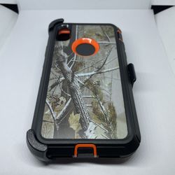 For iPhone Xr Orange Tree Camouflage Belt Clip Case 