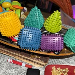 In excellent condition (Lakeshores , 6) Preowned Soft & Safe Sensory Shapes.  Little ones can't get enough of our squeezable sensory shapes-featuring 