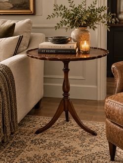 Mahogany Pie Crust Pedestal Side Table