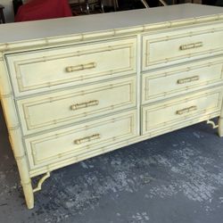 Vintage Dixie Aloha 6 Drawer Dresser With Original Hardware, Fretwork and Dovetail Corners