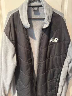 New Balance Fleece Quilted Full-Zip Jacket Gray Black XL