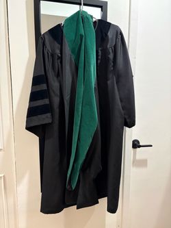 Doctoral Graduation Gown with Green Hood
