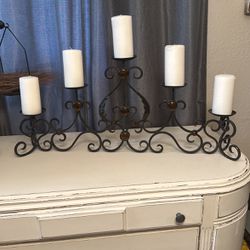 Heavy Wrought Iron Candle Holder 