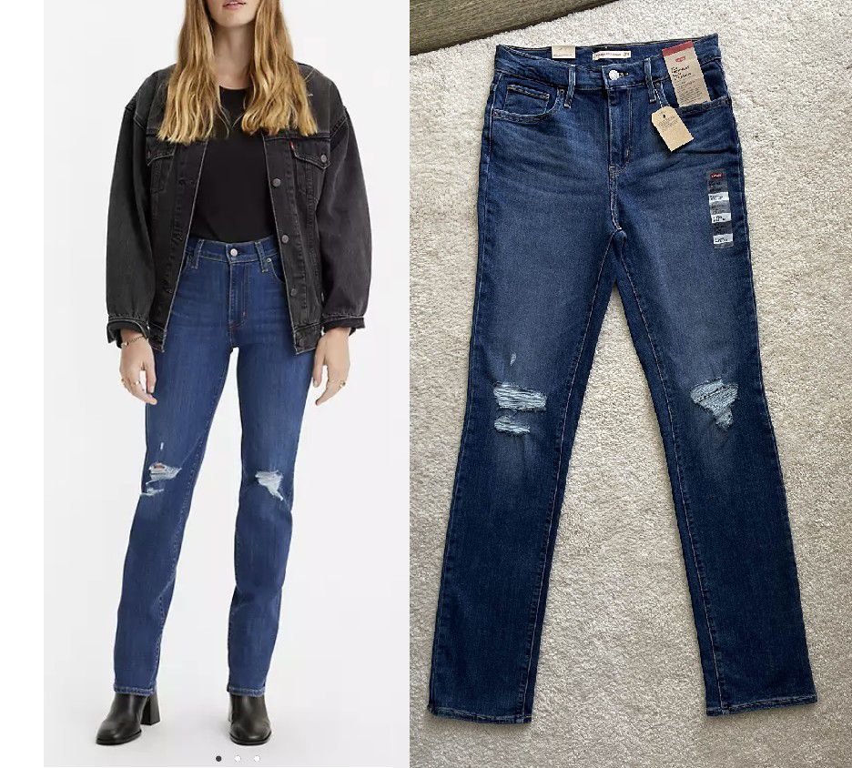 NEW Levi's 724 High Rise Slim Straight Jeans 28/32 Medium Wash Chelsea Made