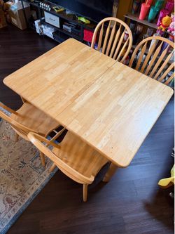 Yellow wood dining table
