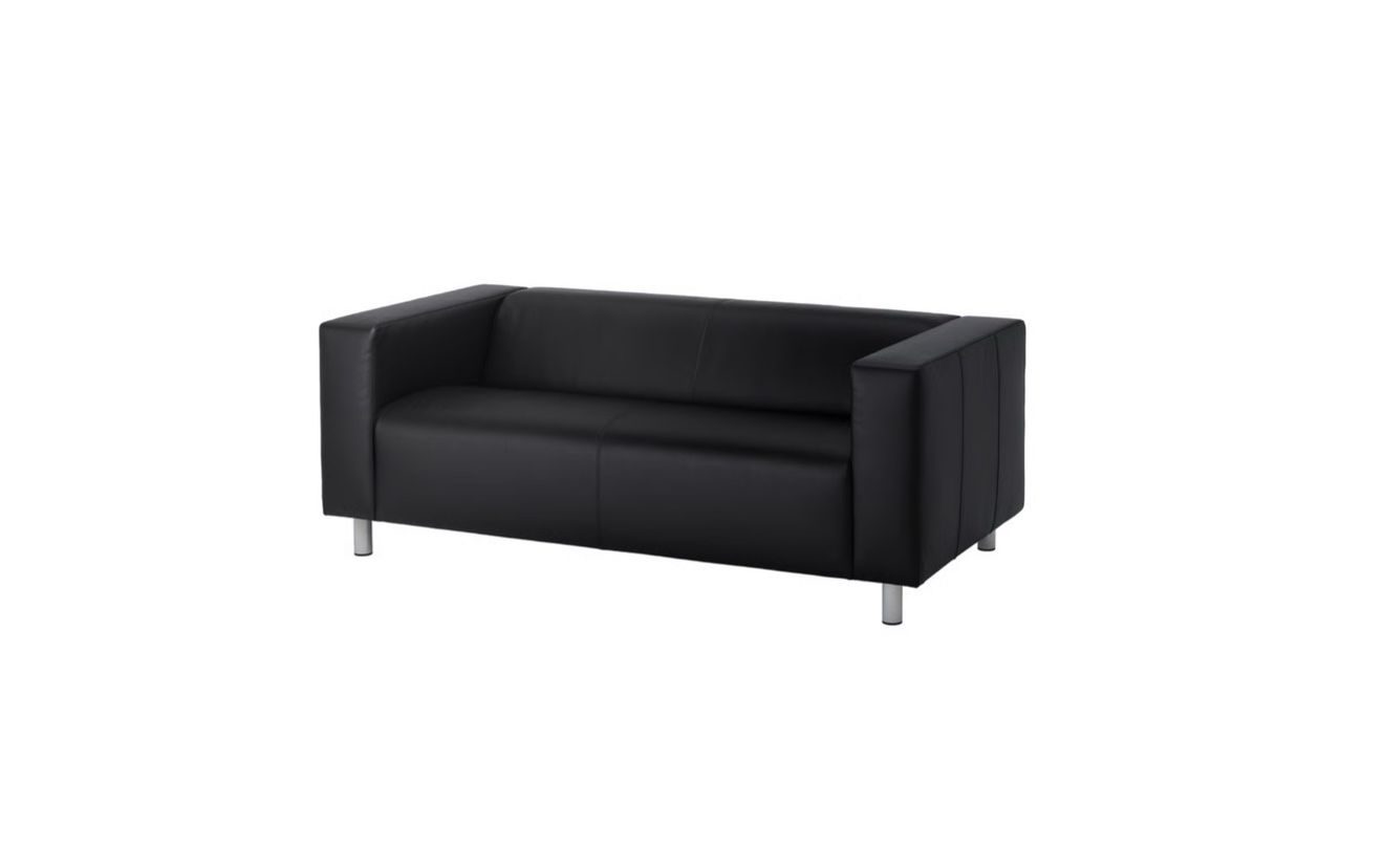 Used Klippan Leather Loveseat, Bomstad black