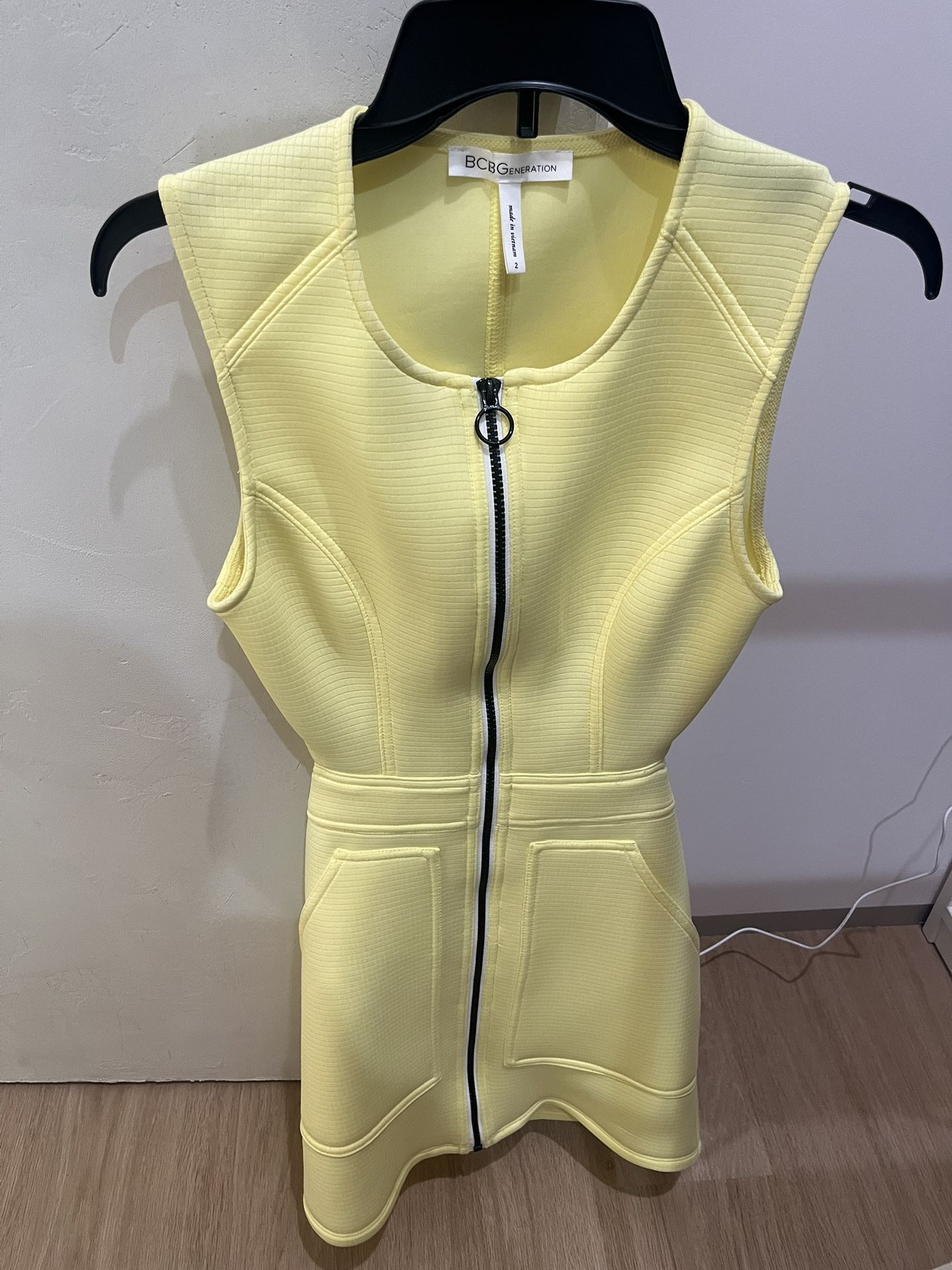 BCBGeneration Yellow Zip-Front Dress (size 2)