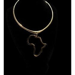 Polished gold brass Africa necklace