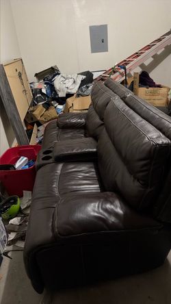 New Dark Brown Leather Couch Recliner