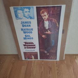Vintage Original 1980s James Dean 1986 Rebel Without A Cause Movie Promo Poster


