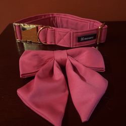 Female Dog Collar With Bow Rose Red Size L $20