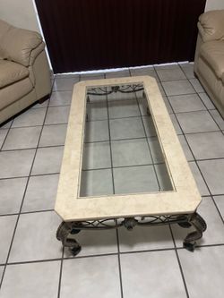 Glass Coffee Table w/ Side Table