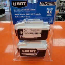 Hart 20V (2) 4.0Ah Battery Pack