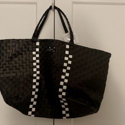 New Kate Spade Black And White Large Woven Tote 