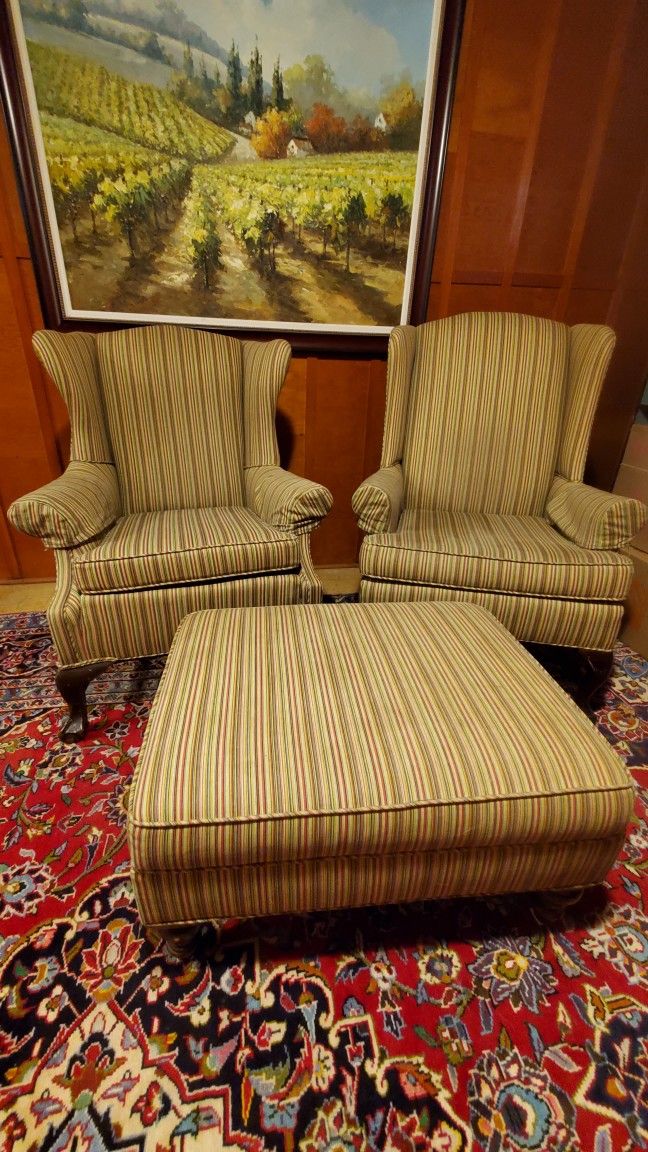 Wingback Chairs And Ottoman