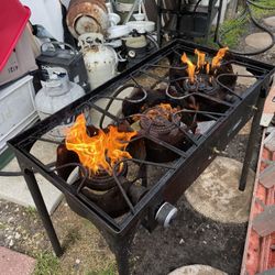3 propane burner open burner fryer. I also have two tanks I can throw in $50 for everything.