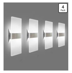 Modern Wall Sconces 4 Pack, Led Wall Light 10w, Wall Sconce Up Downlight, Hardwired Acrylic Wall Light Lighting, Suitable for Living Room Corridor Bed