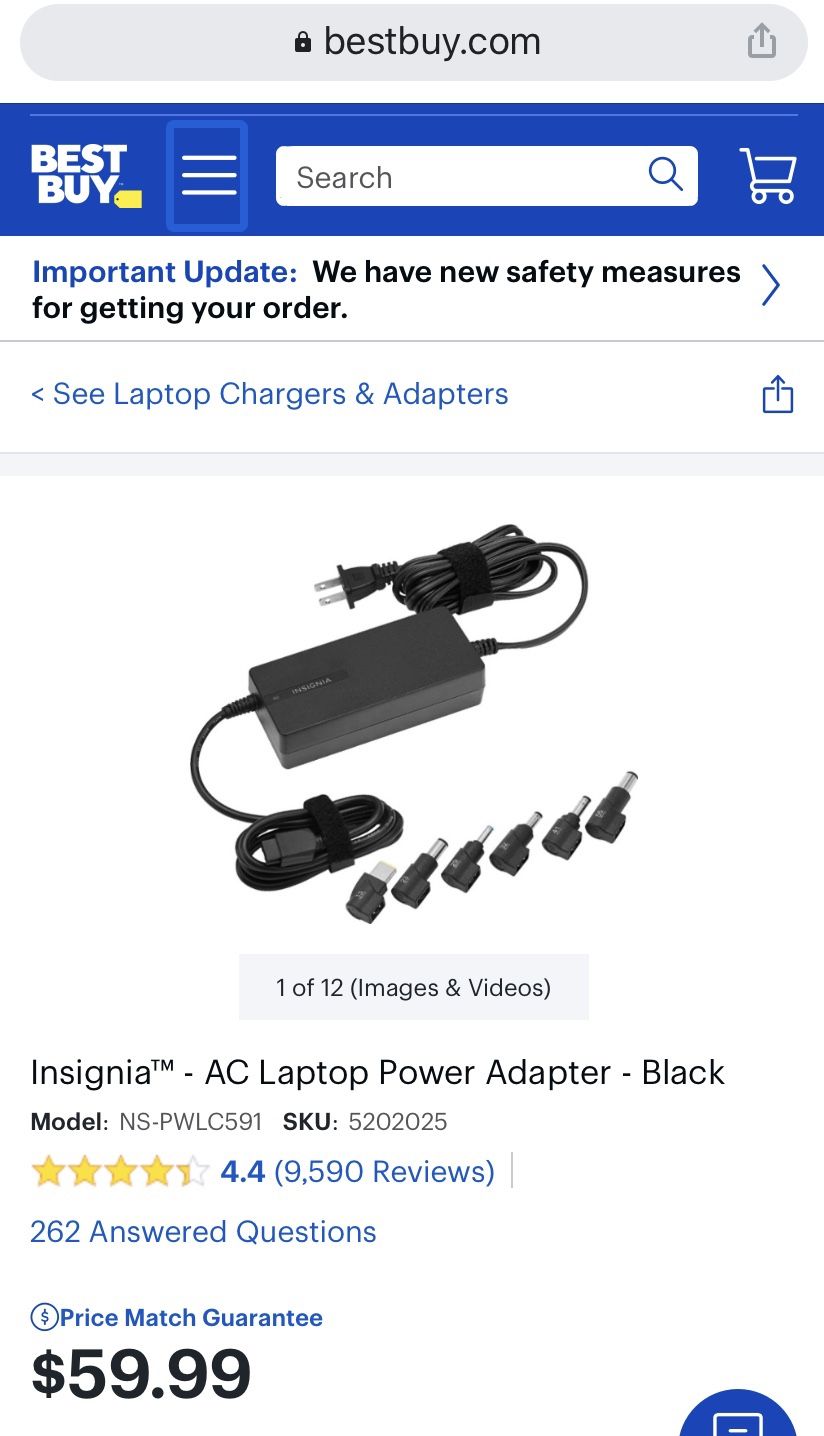 INSIGNIA Universal Laptop Charger ( 90 watts Ac adapter)