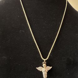 Gold Filled Rope Chain With Angel Pendant