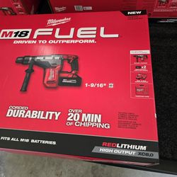 Brand New Sealed Packaging Milwaukee M18 Fuel 1 9/16in. SDS Max Hammer Drill Kit, With 2 Batteries, 18 Volt, Model# 2717-22HD