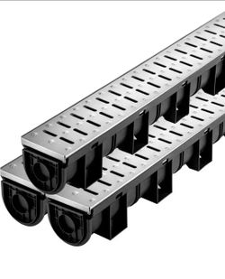 Trench  Drain grate 39 in L x 5.8 in W x 5.2 in D drainage trench with metal grade and end cap channel drain ( 3 pack )